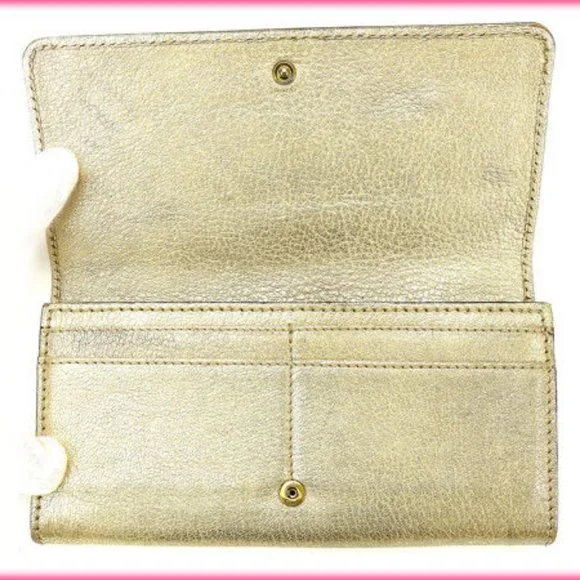 AUTH Chloe Purse Long Wallet Gold Woman - Picture 3 of 5